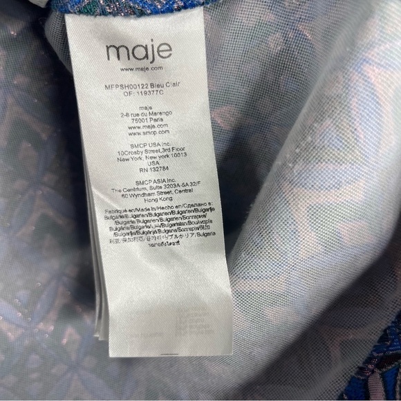 Maje Jako Jacquard Mini Metallic Skirt In Light Blue Women's Size 36 US S - Picture 11 of 12